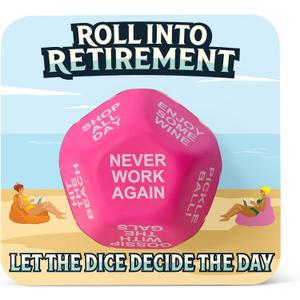 Jumbo Decision Dice — Funny Retirement Gift for Men & Women, Giant Foam Party Dice, Gag Gift for Coworker, Teacher, Nurse, Boss, Retiree (Pink)