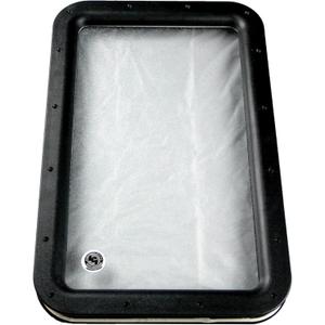 Lippert Components Inner & Outer Replacement Window Frame with Seal, Glass for Raidus RV Entry Doors, 12" x 21", Obscure Pane, No Assembly Required, Easy DIY Installation, High Impact Polystyrene, Black - 363370