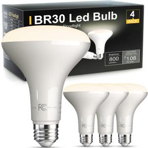 TJOY LED Flood Light Bulb, Recessed Ceiling Bulb, BR30, 65W Equivalent Efficient 9W, Dimmable, E26, Neutral White 4000K, 10 Year, 800 Lumens, 80CRI, 4 Pack LED Ceiling Light for Kitchen, Living Room (4000k Cool White)