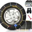 Auto Fixing Snow Chains, 2 x 12 mm, 30s Quick Installation of Tire Chains with Automatic Tensioner, Universal Emergency Tire Traction Chain for Cars, Pickups, and SUVs (HLN 130)