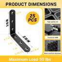 25Pcs Black Angle Brackets, 3x 3 Heavy Duty Corner Brace, Metal Corner Brackets for Wood , 3MM 90 Degree Joint Hardware, 3inch Mounting Bracket for Wooden Furniture Cabinet Chairs Bookshelf