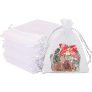 EdgeXcel 3x4 Organza Bags for Gift, Candy, Wedding Favors, Party, Small Goodie Bags, 120Pcs Bulk White Drawstring Mesh Bag for Jewelry Making Supplies