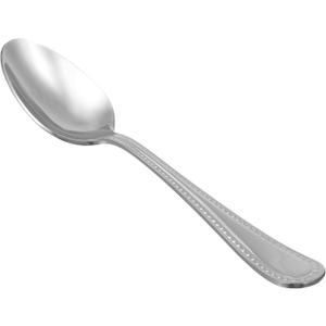 Amazon Basics Stainless Steel Dishwasher Safe Dinner Spoons with Pearled Edge, Large Tablespoons, 7.7 inches, Pack of 12, Silver