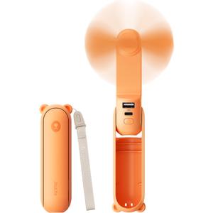 JISULIFE 3 IN 1 Handheld Mini Fan - Portable Fan & Power Bank & Flashlight, 19H Max Cooling, USB Rechargeable, Pocket-Sized for Travel, Cruise, Concerts, Makeup, Summer Gifts for Women(Tropical Coral)