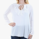 Max Studio London Ruffled Three Quarter Sleeve Blouse White, Size M
