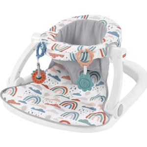 Fisher-Price Portable Baby Chair Sit-Me-Up Floor Seat with Developmental Toys & Machine Washable Seat Pad, Rainbow Showers (1 Count)
