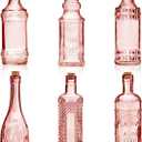 Assorted Reddish Glass Bottles with Corks, 6 Pack, 2.5in X 9in, 16oz
