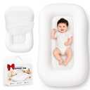Baby Lounger for Newborns 0-24 Months - Baby Essentials | Soft Breathable Cotton Infant Support Cushion for Tummy Time & Play, Portable Infant Lounger - Cloud White (Cover Included) (EXP 08/24/26)