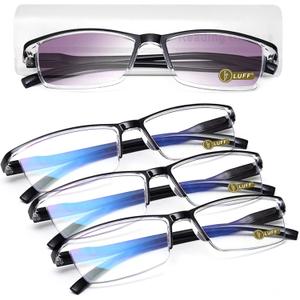 LUFF 4PCS Anti-Blu-Ray Reading Glasses Uv400,Sun Readers With Spring Hinges(1.0X)