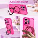 AIGOMARA Phone Case for iPhone 16 Pro Max [Compatible with MagSafe] Hot Pink Magnetic Kickstand Case with Screen Protector Soft TPU + Hard PC Shockproof Anti-Scratch Cover for Women Men