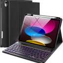 TECKNET for iPad A16 11th/10th Generation Case with Keyboard, 7 Color Backlight, Detachable Wireless Bluetooth Keyboard Case with Pencil Holder for iPad 2025/2022, Thin & Light, Black (Standard)