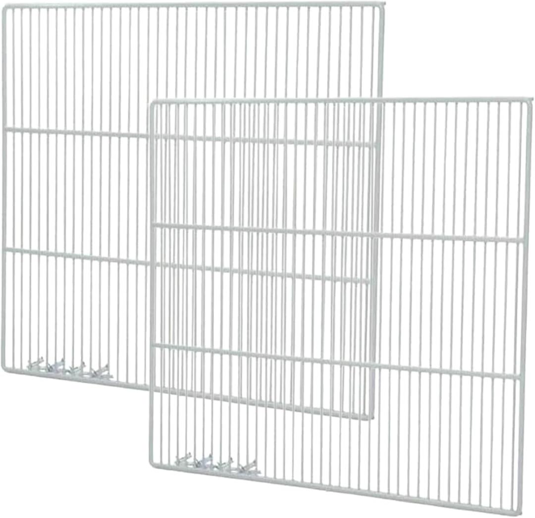 Set of 2 Commercial Freezer and Refrigerator Replacement Shelves (24" x 22") - Adjustable Utility Steel Wire Metal Shelf - Commercial Refrigerator Shelf, White