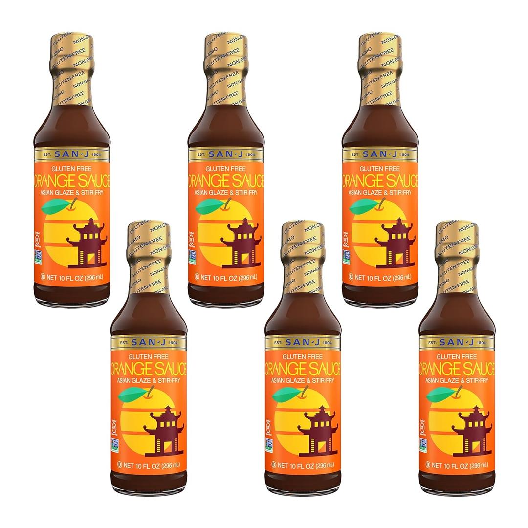 San J Orange Sauce Asian Glaze & Stir Fry, Kosher, Gluten Free & Non-GMO, 10 Fluid Ounce (Pack of 6), BBD 09/16/2025