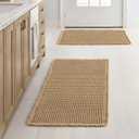 MIULEE Set of 2 Waffle Bathroom Rugs, Boho Bath Rugs Non Slip Washable, Super Absorbent Bath Mats, Ultra Soft Rubber Backed Shower Mats for Bathroom Floor, Tub and Shower, Brown, 17x24 Inch