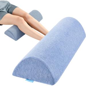 Knee Pillow for Back Sleeping, Memory Foam Leg Pillow for Back Pain, Under Leg Support for Sleeping,Half Moon Bolster Pillow (Standart, Blue)