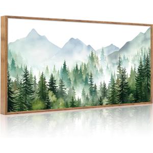 CHDITB Large Green Mountain Landscape Framed Canvas Wall Art 40x20 Inch