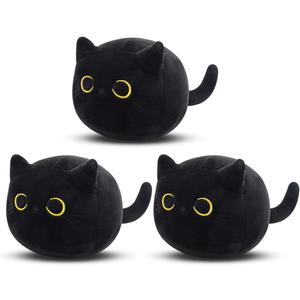 Black Cat Plush, 3Pcs Cute Mini Black Cat Stuffed Animal for Home Decoration, Soft Cat Plush Birthday for Kids Boys Girls