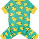 Paiaite Dog Pajamas Onesie: Comfortable Four-Legged Apparel for Small, Medium, & Large Dogs, Polyester Material for Comfort, Wrinkle Resistance, Moisture Wicking, and Stretchiness Yellow Duck 4XL