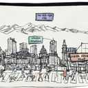 Cities Around the World Artwork Cosmetic Bag Series  Designed in USA, Travel Makeup Bag with Zipper, Souvenir Gift for Women, Artwork Organizer for Purse or Toiletry (Denver)