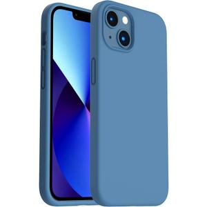ORNARTO Shockproof Liquid Silicone Designed for iPhone 13 Case Gel Rubber Anti-Shock Cover Case Drop Protection 6.1inch-Blue