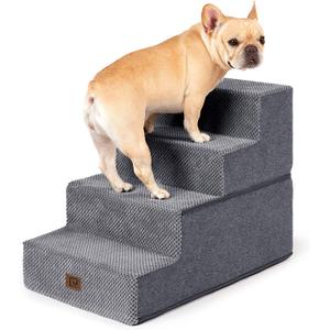 EHEYCIGA Dog Stairs for Bed 18" H, 4-Step Dog Steps for High Bed, Pet Steps for Small Dogs and Cats, Non-Slip Balanced Pet Ramp Indoor, Grey