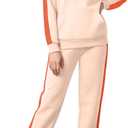 Fuermos Kids Girls Clothes 2 Piece Outfits Colorblock Casual Hoodies Long Sleeve Fashion Sweatshirts and Sweatpants (9-10 Years, Apricot)