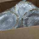 100Pcs Clear Charger Plates Bulk Wedding - 13" Premium Plastic Ruffled Gold Rim Chargers with Flora Reef Design，Decorative Dinner Charger Plates for Events & Parties
