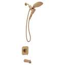 Moen Inara Bronzed Gold Handshower and Rainfall Shower Head with Lever Handle, Tub Spout, and Metal Hose, 84041BZG