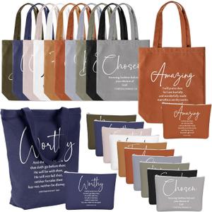 Paterr 20 Pcs Mother's Day Nurse Week Christian Gift Tote Bags Bulk, Bible Religious Makeup Bag Church Gifts for Mom Nurse