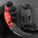 C1691N Fixed Blade Knife,D2 Steel Nylon Fiberglass Handle Outdoor Claw Knife for Survival, Hiking, Camping with Kydex Sheaths(Red)