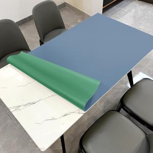 Faux Leather Table Cover,1.8mm Thick,30x48 Inch Desk Cover,Large Desk Mat,Table Protector,Table Cover Protector,Table Top Protectors for Wood,Desk Writing Mat(Grayish Blue+Dark Green,30x48)