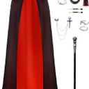 Angelaicos Unisex Adult Vampire Costume Accessories Set for Men Women Vampire Cape Halloween Party Outfits