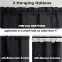 4 x Chyhomenyc Black Short Curtain Valance for Windows, Faux Linen Textured Half Window Curtains, Burlap Solid Topper Small Curtain Valance for Bathroom Laundry Basement, 60Wx18L Inch, 1 Piece