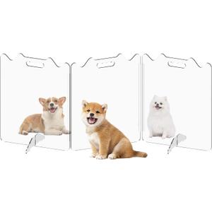 Clear Acrylic Pet Dog Gate: Transparent Foldable Pets Fence for Puppy - Freestanding Dogs Cats Playpen for Doorways - The Safety Barrier of Christmas Tree - Thickened Folding Plastic Gates 3 Panels
