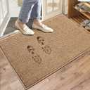 2 x Yancorp Front Door Mat 24"x 35" Faux Jute Indoor Entrance Doormat Outdoor Welcome Mat Entry Entryway Rugs Inside Outside Door Mats for Home Entrance Durable Non Slip Dirt Trapper Duty-Tan