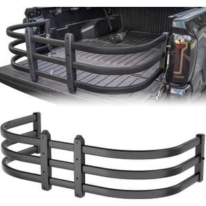 YZONA Truck Bed Extender, Aluminum Tailgate Extender, 49"-61" Adjustable Length, Drill Required, Fits for Toyota Tacoma, Chevy Colorado, GMC Canyon,Nissan Frontier, Maverick, Santa Cruz Black