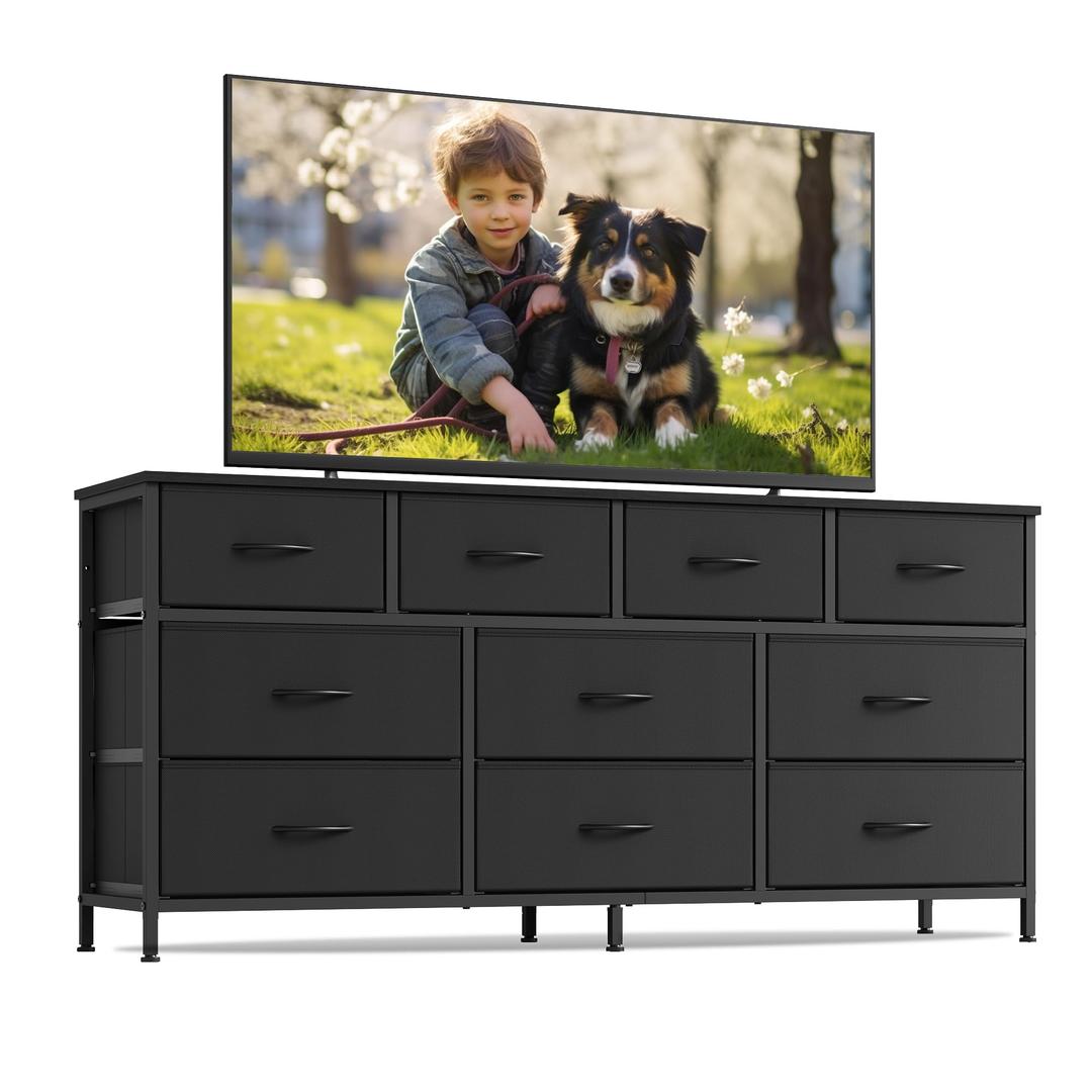 SONGMICS Dresser for Bedroom, Wide Dresser with 10 Fabric Drawers