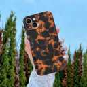 Abbery for iPhone 15 Case Tortoise Shell Cheetah Leopard Print Cute Trendy Animal Pattern Design Flexible Soft TPU Protective Women Girls Grily Brown Shockproof Phone Cover
