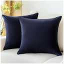 QUORGVES Navy Blue Velvet Pillow Covers 18x18 Inch Set of 2, Soft Solid Decorative Square Throw Pillow Covers, Decor Cushion Covers for Bed Sofa Couch Bedroom Living Room - Dark Blue
