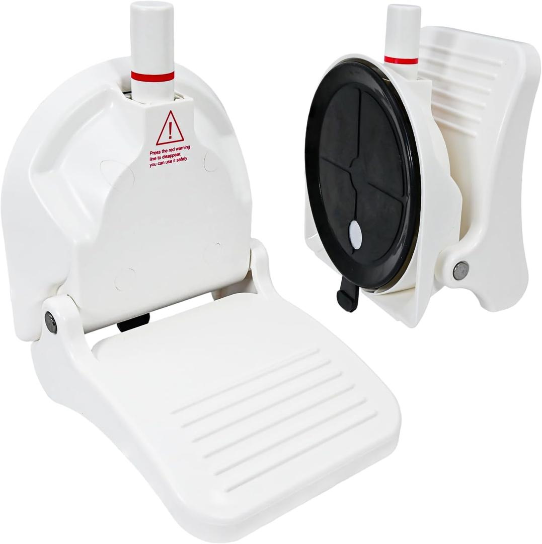 Shower Foot Rest, Strong Suction Cup Foldable Foot Stool for Shaving Legs in Shower, No Drill Bathroom Foot Rest with Anti-Slip Surface for Elderly, Pregnancy, Portable for RV Travel