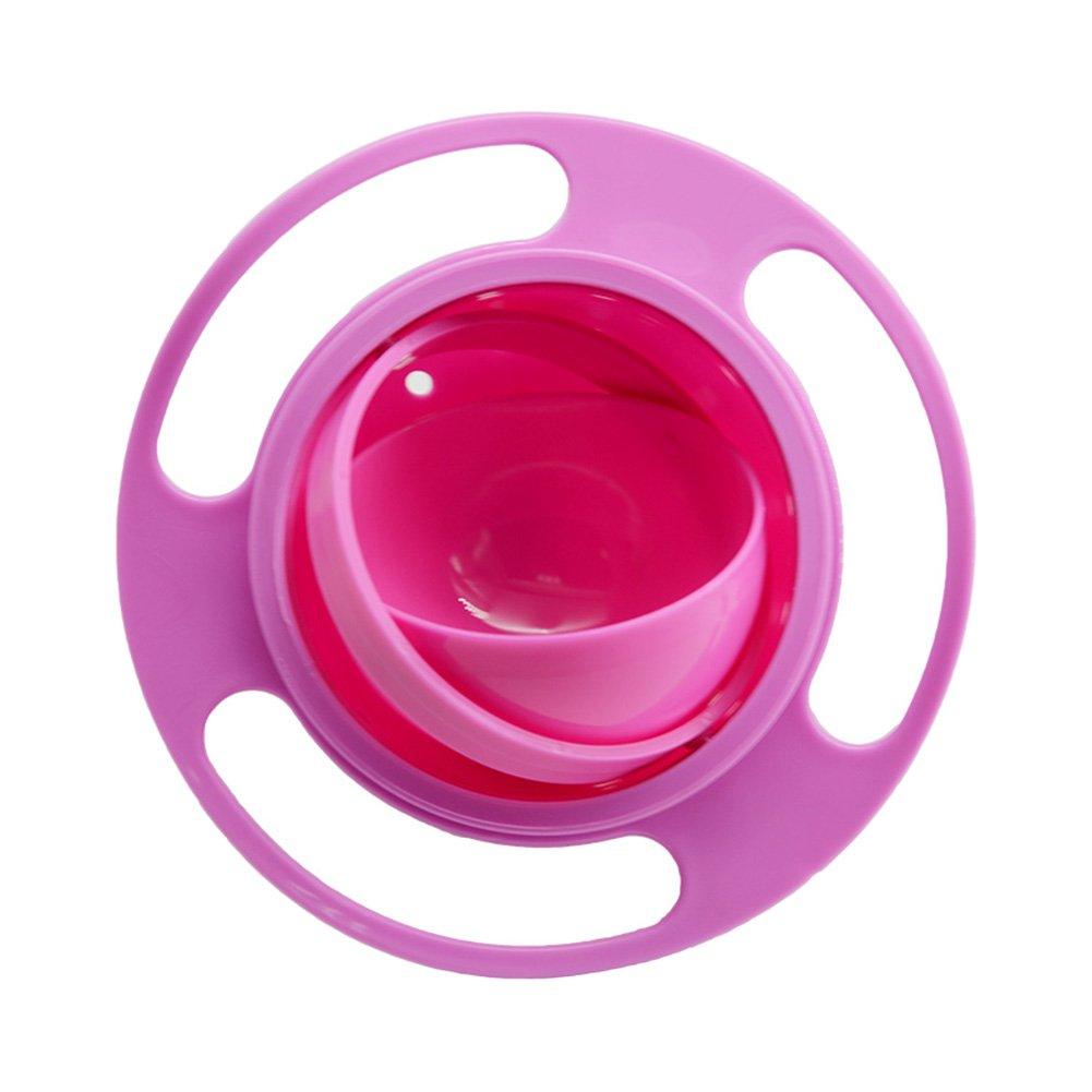 Ztl Gyro Bowl 360 Dgree Rotation Spill Resistant Gyroscopic Bowl with Lid (Rose Red, Pack of 2)