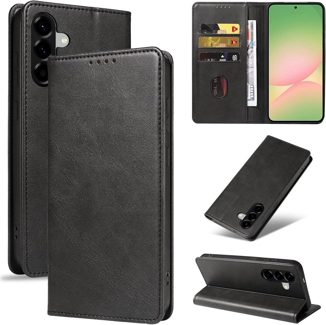 3 x 
for Samsung Galaxy A56 Wallet Case | Premium Nappa Leather [RFID Blocking] | Wallet Case with Card Slots & Magnetic Clasp | Balanced Stand Flip Case | Wallet Phone Cases (Nappa Black)