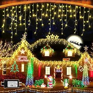 Christmas Lights Super Long 1280 LED 131 FT LED String Lights with 240 Drops Plug in 8 Modes Christmas Decoration for Holiday Wedding Party Bedroom Garden Patio Outdoor Indoor (Warm White)