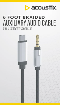 ACOUSTIX 6 Foot Braided AUXILIARY AUDIO CABLE