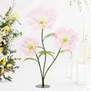 Artificial Silk Flower Decoration: Large Fake Flower with Standing Stems and Base Giant Flowers 5.58Ft for Wedding Background Decor Shop Window Display Photography Props Banquet, Green/Pink 