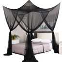 Mengersi Bed Canopy,Canopy Bed Curtains Bed Drapes for Full Queen King Size Bed,Mosquito Net Bed Curtains for Patio Indoor Outdoor Net,Black Bed Canopy Curtains for Gothic,Halloween Decoration