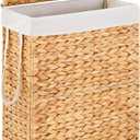 Handwoven Slim Laundry Hamper with Lid, Narrow Wicker Laundry Basket, Natural Water Hyacinth Basket and Handles with Removable Liner Bag & 2 Mesh Bags (Natural with Lid, 55L)