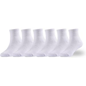 EPEIUS Kids Boys/Girls' Cushioned Socks Thick Cotton Quarter Athletic Socks Sports Running Ankle Socks 6 Pack,  (7-10 Years)