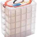 Sooyee 5 Layers Stackable Storage Container Clear 50 Adjustable Compartments,Compatible with Small Toys Arts and Crafts Piping Tips Hardware Storage Organizer