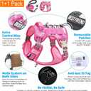 Beebiepet Heavy Duty Tactical Dog Harness for Large Dogs, No Pull Adjustable Pet Harness Reflective Service Training Easy Control Pet Vest Military K9 Working Dog Harnesses-X- Large, Pink Camo
